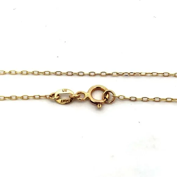 Designer 14K Yellow Gold Round Diamond Solitaire Pendant Chain Necklace